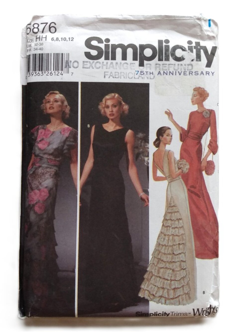 Vintage 30s Evening Dress Sewing Pattern Size 6-12 UNCUT Simplicity 5876